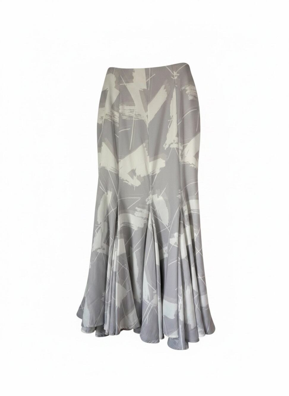 Anthropologie Keepsake Mermaid Maxi Skirt Grey White Abstract Women's Size Small